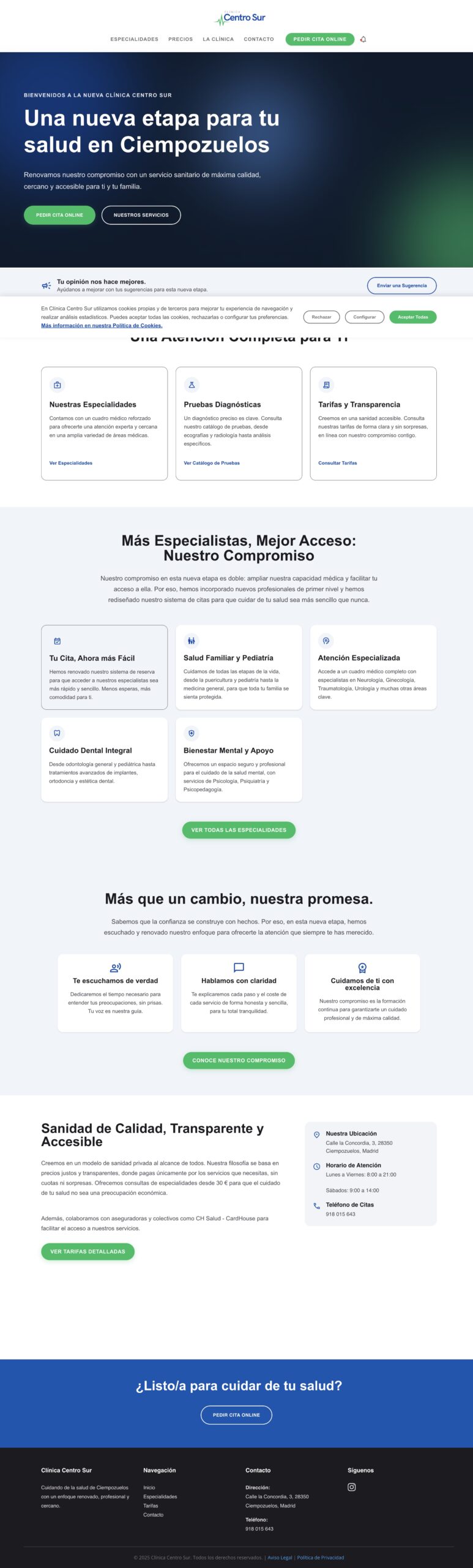 Página de inicio de Clínica Centro Sur