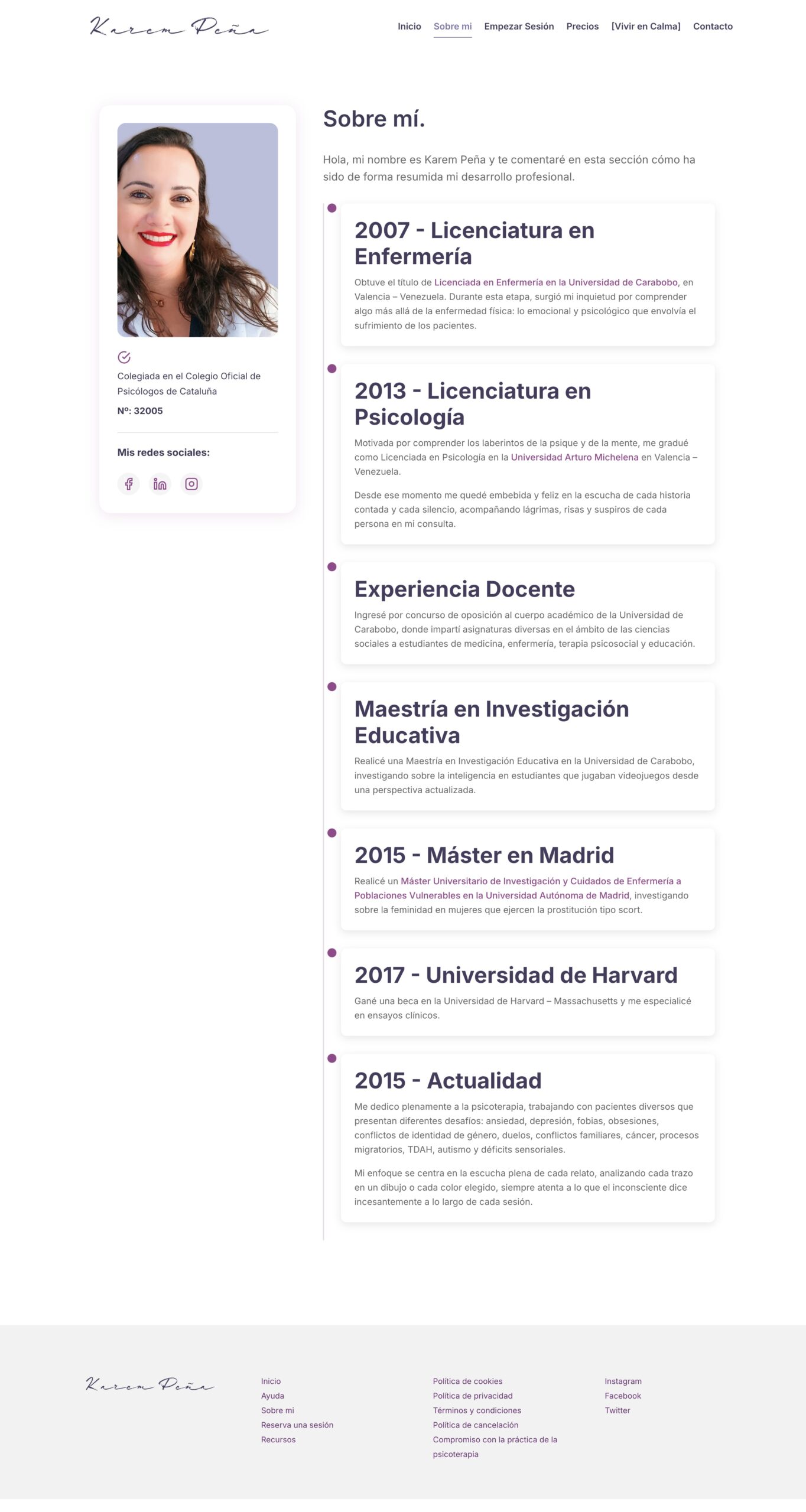 Página de inicio de Psicóloga Karem Peña
