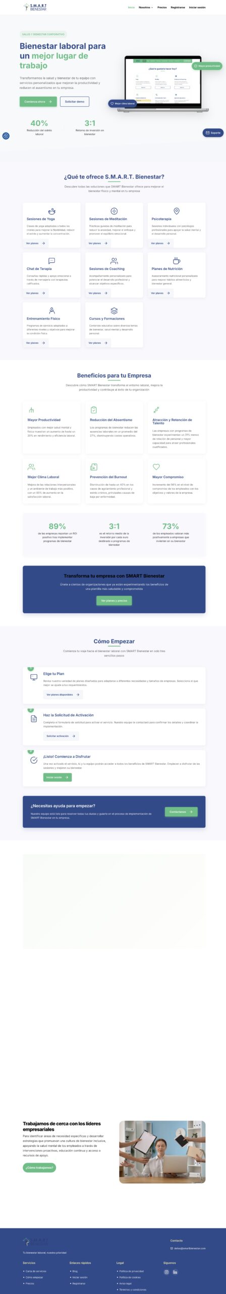 Página de inicio de SMART Bienestar